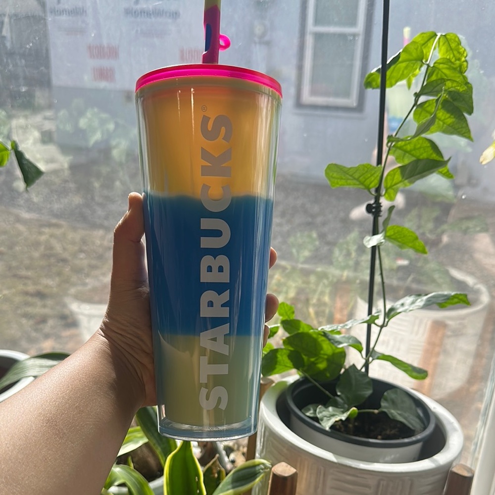 35-Starbucks Colorful Tumbler with Straw